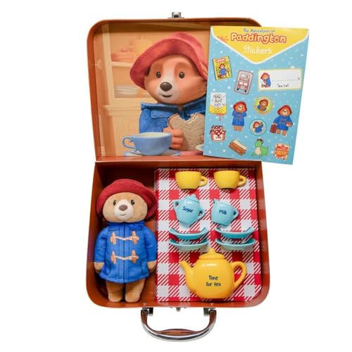 Rainbow Designs Paddington Bärenspielzeug Teeset, 9-teiliges Kinder-Teeset mit Teekanne, Tassen, Untertassen und Zuckerdose, mit kuscheligem Plüschtier, wiederverwendbarem Koffer & Stickerbogen Rainbow Designs Paddington Bärenspielzeug Teeset, 9-teiliges Kinder-Teeset mit Teekanne, Tassen, Untertassen und Zuckerdose, mit kuscheligem Plüschtier, wiederverwendbarem Koffer & Stickerbogen von Rainbow Designs