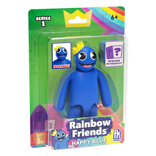 Rainbow Friends Happy Blue Actionfigur (12,7 cm große, bewegliche Figur, Serie 1) von Rainbow Friends