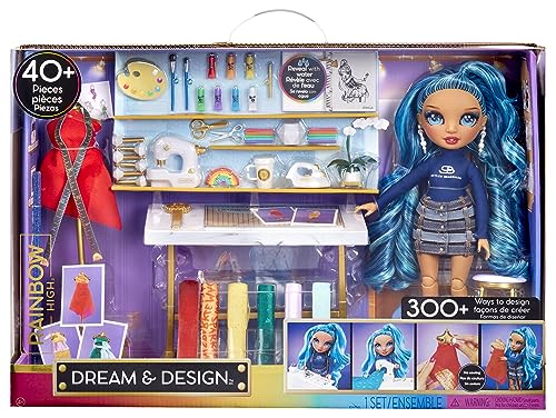 Rainbow High Dream & Design Fashion Studio Spielset - Modedesigner-Spielset mit Blauer Skyler Bradshaw Puppe - Ideal für Kinder von 4-12 Jahren und Sammler von Rainbow High