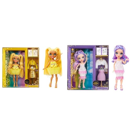 Rainbow High Fantastic Fashion Puppe - Sunny Madison & Fantastic Fashion Puppe - Violet Willow - Lila Modepuppe und Spielset mit 2 Outfits & Modeaccessoires - Für Sammler und Kinder von 4-12 Jahren von Rainbow High