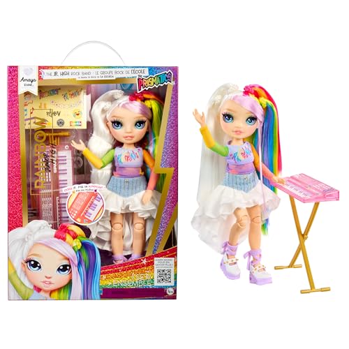 Rainbow High Junior High Rock Band - Amaya, Regenbogenfarben - 23 cm Modepuppe mit Keyboard, Individuell mit Aufklebern Gestaltbar, Beweglich, Süßes Spielzeug für Kinder ab 4 Jahren Rainbow High Junior High Rock Band - Amaya, Regenbogenfarben - 23 cm Modepuppe mit Keyboard, Individuell mit Aufklebern Gestaltbar, Beweglich, Süßes Spielzeug für Kinder ab 4 Jahren von Rainbow High