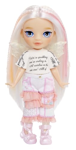 Rainbow High Littles Rainbow Fantasy Fairies & Pet - Opal, Regenbogenfarben - 14 cm Kleine, Bewegliche Puppe & Fantasie-Eule mit Austauschbaren Feenflügeln, Süßes Geschenk für Kinder ab 4 von Rainbow High
