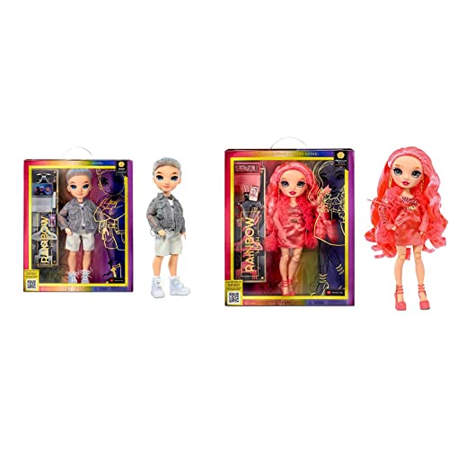 Rainbow High Modepuppe – Aidan Russel - Lila Junge Puppe – 4-12 Jahren & Modepuppe – Priscilla Perez - Pinke Puppe – Modisches Outfit & 10+ farbenfrohe Spiel-Accessoires von Rainbow High