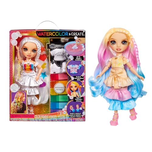 Rainbow High Watercolour & Create DIY Modepuppe, Auswaschbare Wasserfarben & Batikset - Braune Augen, Lockenhaar, Extra Top & Schuhe - Malen, Gestalten, Spielen, Abspülen, Wiederholen - 4-12+ Jahre Rainbow High Watercolour & Create DIY Modepuppe, Auswaschbare Wasserfarben & Batikset - Braune Augen, Lockenhaar, Extra Top & Schuhe - Malen, Gestalten, Spielen, Abspülen, Wiederholen - 4-12+ Jahre von Rainbow High