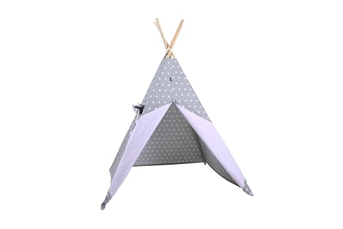 Rainbow Kids Tipi Zelt für Kinder | Baumwollsegeltuch Tippi Kinderzelt, Mehrere Muster und Farben mit und ohne Spielzubehör für Outdoor- und Indoor-Kinderspaß (Grauer Stern, ohne Zubehör) von Rainbow Kids