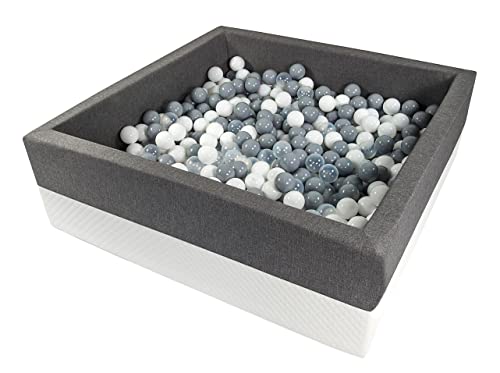 Rainbow Kids - XXL Luxus Bällebad Bällepool Bällebecken Spielbälle Kugelbad Bällchenbad Spielbecken Ball Bällepool (120x90x40 mit 400 Bällen)- Grau-Weiss von Rainbow Kids