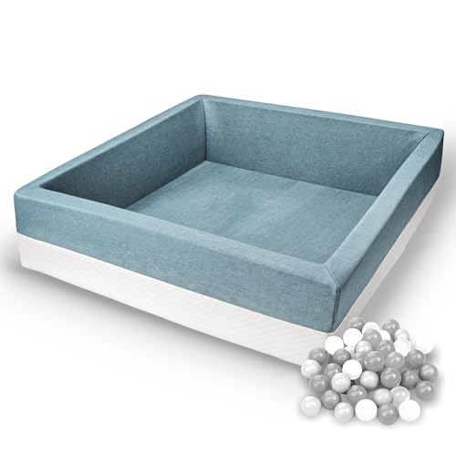 Rainbow Kids - XXL Luxus Bällebad Bällepool Bällebecken Spielbälle Kugelbad Bällchenbad Spielbecken Ball Bällepool (120x90x40 mit 400 Bällen)- Mint-Weiss von Rainbow Kids