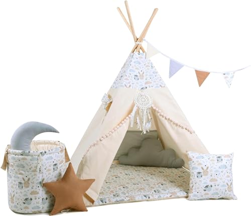 Rainbow Kids Zelt Kinderzimmer | Kinderzelt Indoor & Im Freien Klassisches Baumwolle Leinwand Spielzelt | Perfekte Dekoration Touch | Langlebiges Design- Eulchen und Hasi mit Zubehör Rainbow Kids Zelt Kinderzimmer | Kinderzelt Indoor & Im Freien Klassisches Baumwolle Leinwand Spielzelt | Perfekte Dekoration Touch | Langlebiges Design- Eulchen und Hasi mit Zubehör von Rainbow Kids