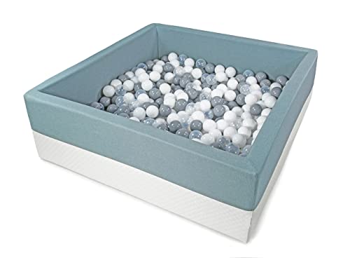 XXL Luxus Bällebad Bällepool Bällebecken Spielbälle Kugelbad Bällchenbad Spielbecken Ball Bällepool (90x90x40 mit 200 Bällen, Mint-Weiss) von Rainbow Kids