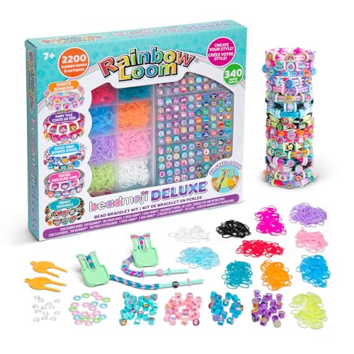 BANDAI Beadmoji Deluxe Kit | Armbandhersteller mit einzigartigen Messaging-Perlen | lustige und trendige Themen | Gummibänder und Beadmoji-Perlen für kreatives Zubehör | Bastelset für Jungen und von Rainbow Loom