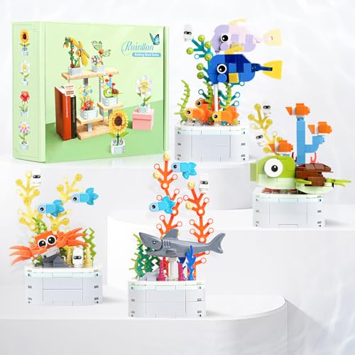 Ozeane Bausteine Set,4 Meeresorganismus mit Basis,626 PCS DIY Bauspielzeugsets Aquarium Baustein,Clownfische, Schildkröten,Krabben,Haie,Bauspielzeug Erwachsene Kinder für Schreibtisch Dekoration Ozeane Bausteine Set,4 Meeresorganismus mit Basis,626 PCS DIY Bauspielzeugsets Aquarium Baustein,Clownfische, Schildkröten,Krabben,Haie,Bauspielzeug Erwachsene Kinder für Schreibtisch Dekoration von Rainllon