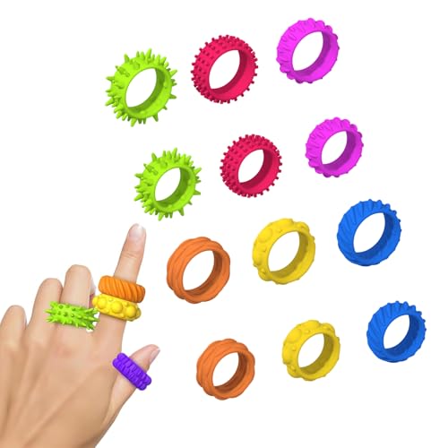 12 Stück Fidget Ring Toys Anti Stress Armband Kinder, Autismus Magische Fingerring, Sensorik Autismus für Spielzeug, Beruhigende Fidget Toy, Angstlinderung Sensorik Spielzeug Kinder & Erwachsene 12 Stück Fidget Ring Toys Anti Stress Armband Kinder, Autismus Magische Fingerring, Sensorik Autismus für Spielzeug, Beruhigende Fidget Toy, Angstlinderung Sensorik Spielzeug Kinder & Erwachsene von Rainway