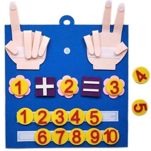 Filzbrett Finger Zahlen Zählspielzeug Lehrhilfen, Zählen Lernen Lernspiele, Zahlen Lernen Rechenhilfe, Fingerzähl-Mathespielzeug, Zählen Lehre für Kinder, Lehre Früherziehung Spielzeug (Blau 2) von Rakiuty