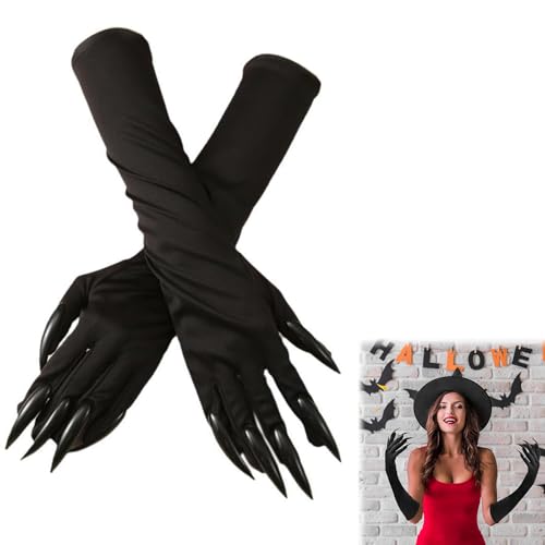 Handschuh für Kostüm Halloween Party,Handschuhe mit Nägeln Lange Krallen,Gruseligen Langen Pfotenhandschuhe,Fingernägel Handschuhe Krallen Halloween von Rakiuty