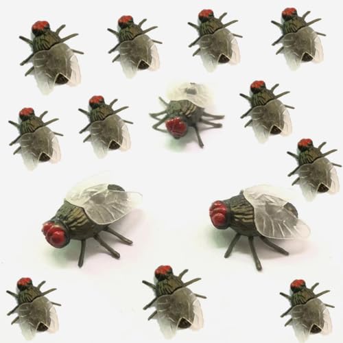 Plastik Fliegen Spielzeug,Plastikfliegen,Kunststoff Fliegen Spielzeug,Fake Flies Modell,Tricky Toy Horror Halloween Dekorationen für Halloween Party Narrentag Kinder,20 Stücke (Golden Green) von Rakiuty