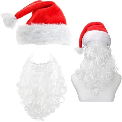 Weihnachtsmann Bart + Mütze, Weihnachtsmann Kostüm Accessoires, Weihnachtsmütze Plüsch Rand, Nikolaus Santa Claus Kostüm, Weihnachtskostüm Nikolauskostüm Weihnachtsmann Bart + Mütze, Weihnachtsmann Kostüm Accessoires, Weihnachtsmütze Plüsch Rand, Nikolaus Santa Claus Kostüm, Weihnachtskostüm Nikolauskostüm von Rakiuty