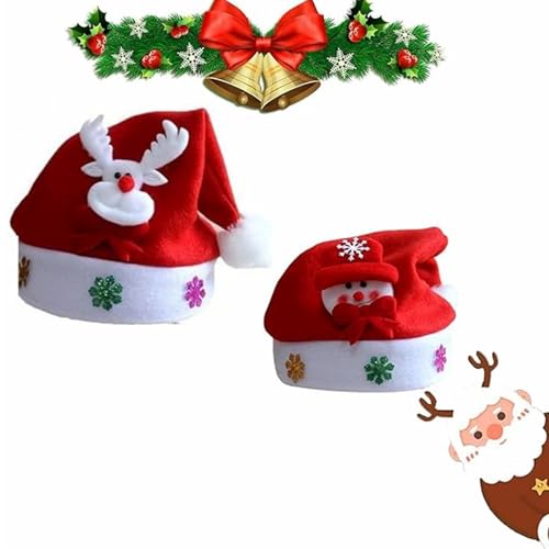 Weihnachtsmütze Nikolausmütze, Weihnachtsmütze Kinder, Weihnachtsmann Mütze, Santa Hat, Nikolausmütze, Weihnachtsfeier Rot Santa Mütze, Weihnachtsdeko Weihnachtsfeier Kostüm Zubehör,2 Stück Weihnachtsmütze Nikolausmütze, Weihnachtsmütze Kinder, Weihnachtsmann Mütze, Santa Hat, Nikolausmütze, Weihnachtsfeier Rot Santa Mütze, Weihnachtsdeko Weihnachtsfeier Kostüm Zubehör,2 Stück von Rakiuty