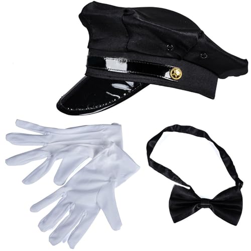 Chauffeurhut, Schnurrbärte, Brillen, Fliege, Handschuhe, Set für Halloween, Chauffeur, Rollenspiele, Junggesellinnenabschied, Foto-Requisiten Chauffeurhut, Schnurrbärte, Brillen, Fliege, Handschuhe, Set für Halloween, Chauffeur, Rollenspiele, Junggesellinnenabschied, Foto-Requisiten von Ralondbey