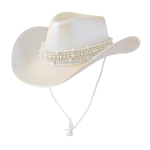 Ralondbey Cowboyhut mit Schmucksteinen besetzte Perlen, Brauthut, Panamahut für Junggesellinnenabschied, Cowboyhüte für Clubs, Bühnenshows Ralondbey Cowboyhut mit Schmucksteinen besetzte Perlen, Brauthut, Panamahut für Junggesellinnenabschied, Cowboyhüte für Clubs, Bühnenshows von Ralondbey