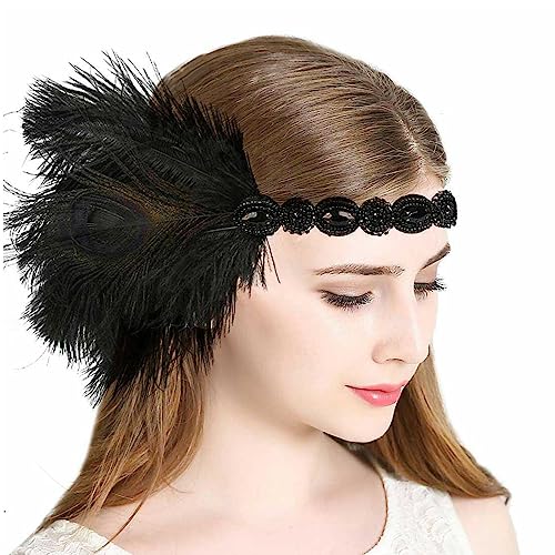 Ralondbey Haarreif mit Federn, Flapper-Stirnband, Maskerade-Kopfschmuck, Karnevals-Kopfschmuck Ralondbey Haarreif mit Federn, Flapper-Stirnband, Maskerade-Kopfschmuck, Karnevals-Kopfschmuck von Ralondbey