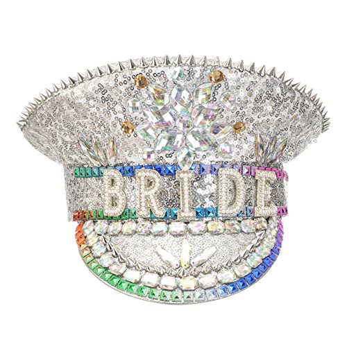 Ralondbey Hut Blingbling Pailletten Kapitän Hut Party Club Bühnenauftritt Hut Braut Kopfbedeckung Ralondbey Hut Blingbling Pailletten Kapitän Hut Party Club Bühnenauftritt Hut Braut Kopfbedeckung von Ralondbey