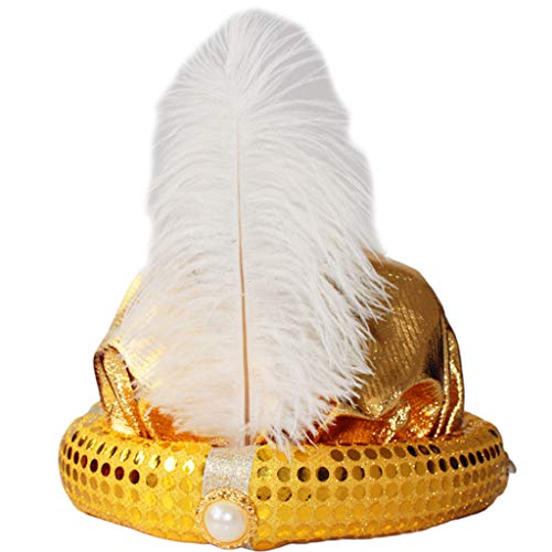 Ralondbey Hut Cosplay Requisiten Kappe für Aladdin Hut Halloween Maskerade Kinder Party Hüte Bühnenshow Federhut Kostüm Zubehör von Ralondbey