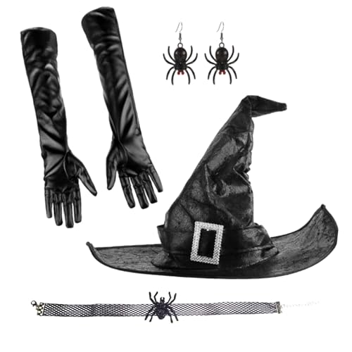 Ralondbey Hut Damen Hexenkappe Zauberer Hut Karneval Party Hexenkostüm Halloween Party Zubehör Gruselige Zauberer Kostüm Hexenhut Handschuhe Ralondbey Hut Damen Hexenkappe Zauberer Hut Karneval Party Hexenkostüm Halloween Party Zubehör Gruselige Zauberer Kostüm Hexenhut Handschuhe von Ralondbey