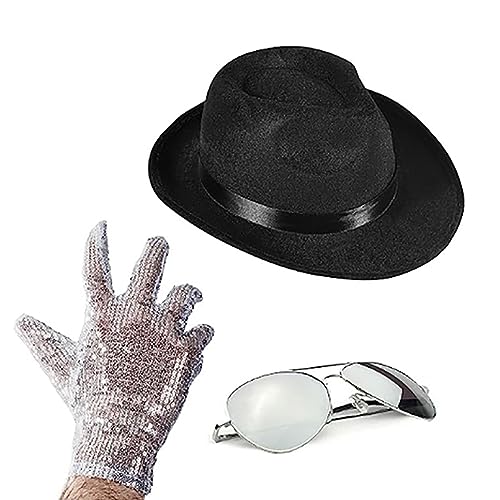 Ralondbey Hut Derby Hut Schwarz Fedora + Sonnenbrille + Pailletten Handschuh für Zauberer Cosplay für Erwachsene Ralondbey Hut Derby Hut Schwarz Fedora + Sonnenbrille + Pailletten Handschuh für Zauberer Cosplay für Erwachsene von Ralondbey