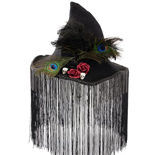 Ralondbey Hut Halloween Party Retro Hexenhüte Rose Perlenkette Spitzhut Zubehör Ralondbey Hut Halloween Party Retro Hexenhüte Rose Perlenkette Spitzhut Zubehör von Ralondbey