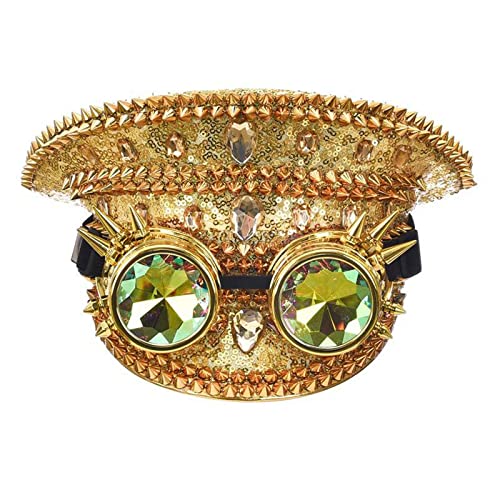 Ralondbey Hut Steampunk Pailletten Cap Fashion Dance Captain Hat Glitzernde Hiphop Bühnenhüte von Ralondbey