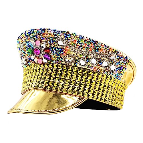 Ralondbey Hut Steampunk-Stil Hut für Tanzparty Glitzer Fedora Kappe für Musik Festival Frauen Kostüm Strass Nieten Hut Ralondbey Hut Steampunk-Stil Hut für Tanzparty Glitzer Fedora Kappe für Musik Festival Frauen Kostüm Strass Nieten Hut von Ralondbey