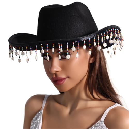Ralondbey Hut Westernhut Dame Cosplay Hut Rollkrempe Hut Fransen Strass Cowgirlhut Junggesellinnenabschied Kopfbedeckung Zubehör Ralondbey Hut Westernhut Dame Cosplay Hut Rollkrempe Hut Fransen Strass Cowgirlhut Junggesellinnenabschied Kopfbedeckung Zubehör von Ralondbey