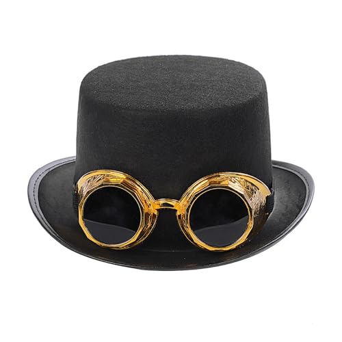 Ralondbey Schwarzer Zylinder mit abnehmbarer Brille für Kinder und Erwachsene, Zirkuszauberer, Geburtstagsparty, Gastgeschenke, Halloween-Kostüm-Zubehör von Ralondbey