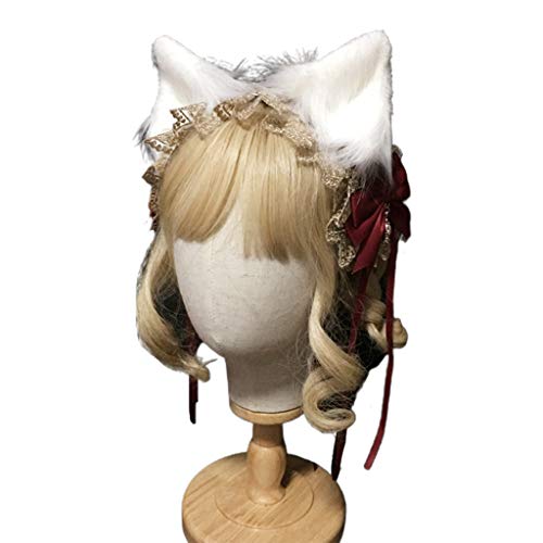 Ralondbey Stirnband Japanische Lolita Maid Goldene Spitze Stirnband Band Schleife Plüsch Kätzchen Ohren Haarband Anime Gothic Cosplay Party Kopfschmuck Ralondbey Stirnband Japanische Lolita Maid Goldene Spitze Stirnband Band Schleife Plüsch Kätzchen Ohren Haarband Anime Gothic Cosplay Party Kopfschmuck von Ralondbey