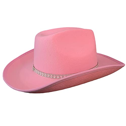 Ralondbey Vintage Fedora Hut Damen Herren Filz Damen Cowboy Hüte Party Strass Dekor Top Motorhaube Herren Cosplay Hut von Ralondbey