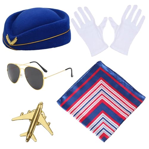 Stewardess-Mütze, Sonnenbrille und Kopftücher, Set für Halloween, Damen, Karneval, Fotografie, Sonnenschutz, Flugbegleiterhut Stewardess-Mütze, Sonnenbrille und Kopftücher, Set für Halloween, Damen, Karneval, Fotografie, Sonnenschutz, Flugbegleiterhut von Ralondbey