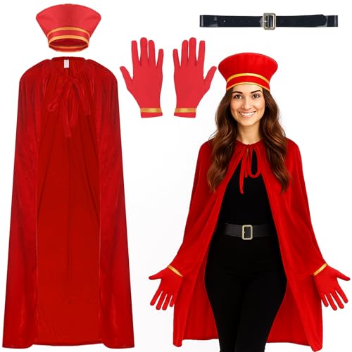 Ramede 5-teiliges Renaissance-Cosplay-Outfit für Damen, Halloween, roter Samt, Kapuzenumhang, mittelalterlicher Hut, Gürtel, kurze Handschuhe für Halloween, Karneval, Fasching Ramede 5-teiliges Renaissance-Cosplay-Outfit für Damen, Halloween, roter Samt, Kapuzenumhang, mittelalterlicher Hut, Gürtel, kurze Handschuhe für Halloween, Karneval, Fasching von Ramede