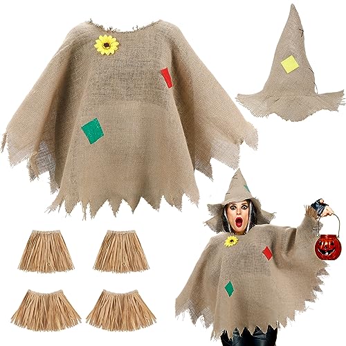 Ramede Vogelscheuche, Kostüm-Zubehör für Damen, Erwachsene, Vogelscheuche, Hut, Poncho, Stroh, Handgelenk, Knöchelbänder für Halloween, Cosplay (Leinenstil), 6 Stück, Klassische Farben, Einheitsgröße Ramede Vogelscheuche, Kostüm-Zubehör für Damen, Erwachsene, Vogelscheuche, Hut, Poncho, Stroh, Handgelenk, Knöchelbänder für Halloween, Cosplay (Leinenstil), 6 Stück, Klassische Farben, Einheitsgröße von Ramede