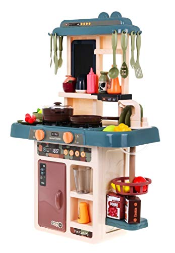 Ramiz Kinder Rollenspiel - Spielküche Kinderküche Spielset mit Spielzeug Lebensmittel, Zubehör, Wasserhahn mit Wasser-Pump-Funktion, Ton und Lichteffekte - 42 Teile von Ramiz