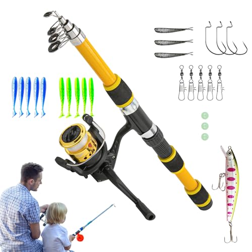 Kinder-Angelrute Mit Spinnrollen, Teleskope Fischereistabreel Combo, Angelzubehör Angelködern Angelschnur, Tragbare Kinder Angel Sets, Small Dock Gear Kit, Kinderfischausrüstung Für Jugendliche Kinder-Angelrute Mit Spinnrollen, Teleskope Fischereistabreel Combo, Angelzubehör Angelködern Angelschnur, Tragbare Kinder Angel Sets, Small Dock Gear Kit, Kinderfischausrüstung Für Jugendliche von Ranley
