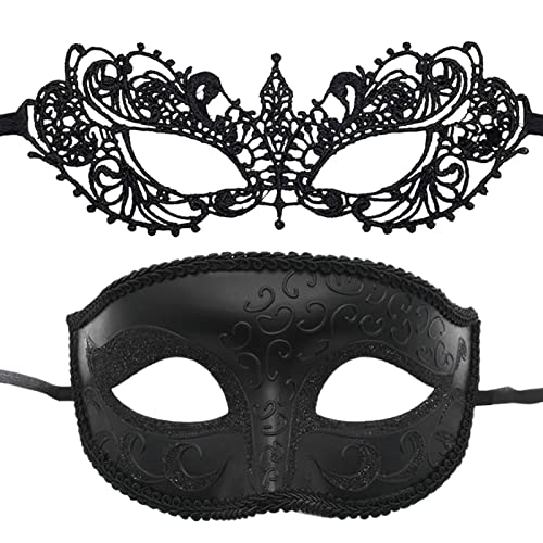 Ranley Maskerade für Paare, Gesichtsbedeckung für Maskenball | 2-teiliges Abschlussball-Gesichtsschutz-Set für Damen mit Spitzenmaske | Wunderschöne Maskenballdekorationen für die Halloween-Party von Ranley