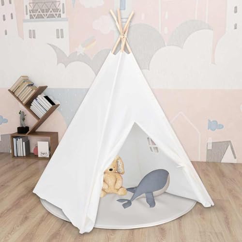 Rantry Kinder Tipi-Zelt mit Tasche Pfirsichhaut Wei? 120x120x150 cm Spielzelt Model80271 von Rantry