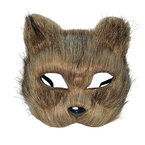 Ranuw Fuchs-Maske, niedliche Plüsch-Maskerade, Halloween, halbes Gesicht, kreative Tier-Requisiten für Männer und Frauen, Plüschtier, kreative Fuchsmaske, Halloween, Maskerade, halbes Gesicht von Ranuw
