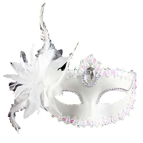 Ranuw Performance Maske Kostüm Dame Halbgesichtsmaske Halloween Feder Karneval Maske Maskerade Party Hochzeit Maske Halbgesichtsmaske für Frauen Cosplay Halloween Party Festival Maske von Ranuw
