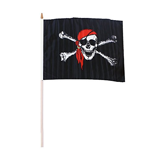 Rappa 176140 Piraten Flagge Fahne 47 x 30 cm - Stablänge ca. 62 cm von Rappa