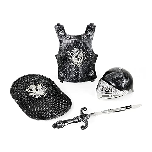 Rappa 201965 Ritterkostüm für kleine Ritter ab 3 Jahren - Helm, Schild, Schwert und verstellbare Rüstung von RAPPA