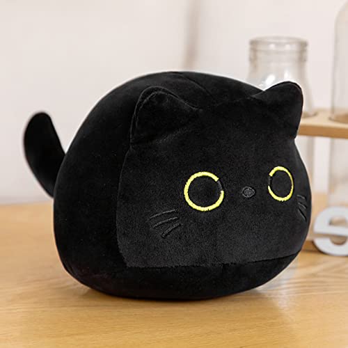 Rarihem Plüsch Katze Schwarz 28 cm, Plüsch Kissen, Katze Plüsch Puppe Spielzeug für Kinder Geburtstag Valentinstag Weihnachten von Rarihem