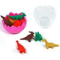 Dino-Ei aus Plastik mit 8 Dinosaurier-Radiergummis im Inneren, 1 Dinoei Dino-Ei aus Plastik mit 8 Dinosaurier-Radiergummis im Inneren, 1 Dinoei von Rasehorn.com