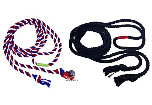 Ravenox Tug of War Seil für Kinder, Jugendliche und Erwachsene | Rot, Weiß und Blau) (7,6 m) | Seilspiele für Teambildung, Familientreffen, Geburtstagsfeiern, Partys von Ravenox