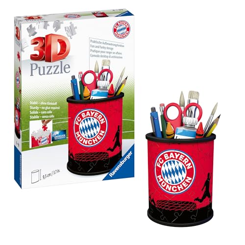 Ravensburger 3D Puzzle 11215 - Utensilo FC Bayern - 54 Teile - Stiftehalter für FC Bayern München Fans ab 6 Jahren, Schreibtisch-Organizer für Kinder von Ravensburger